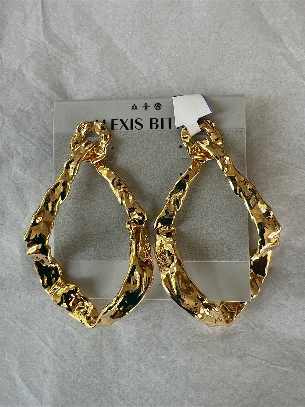 Alexis Bittar Sculptural Gold Twisted Hoop Drop Earrings